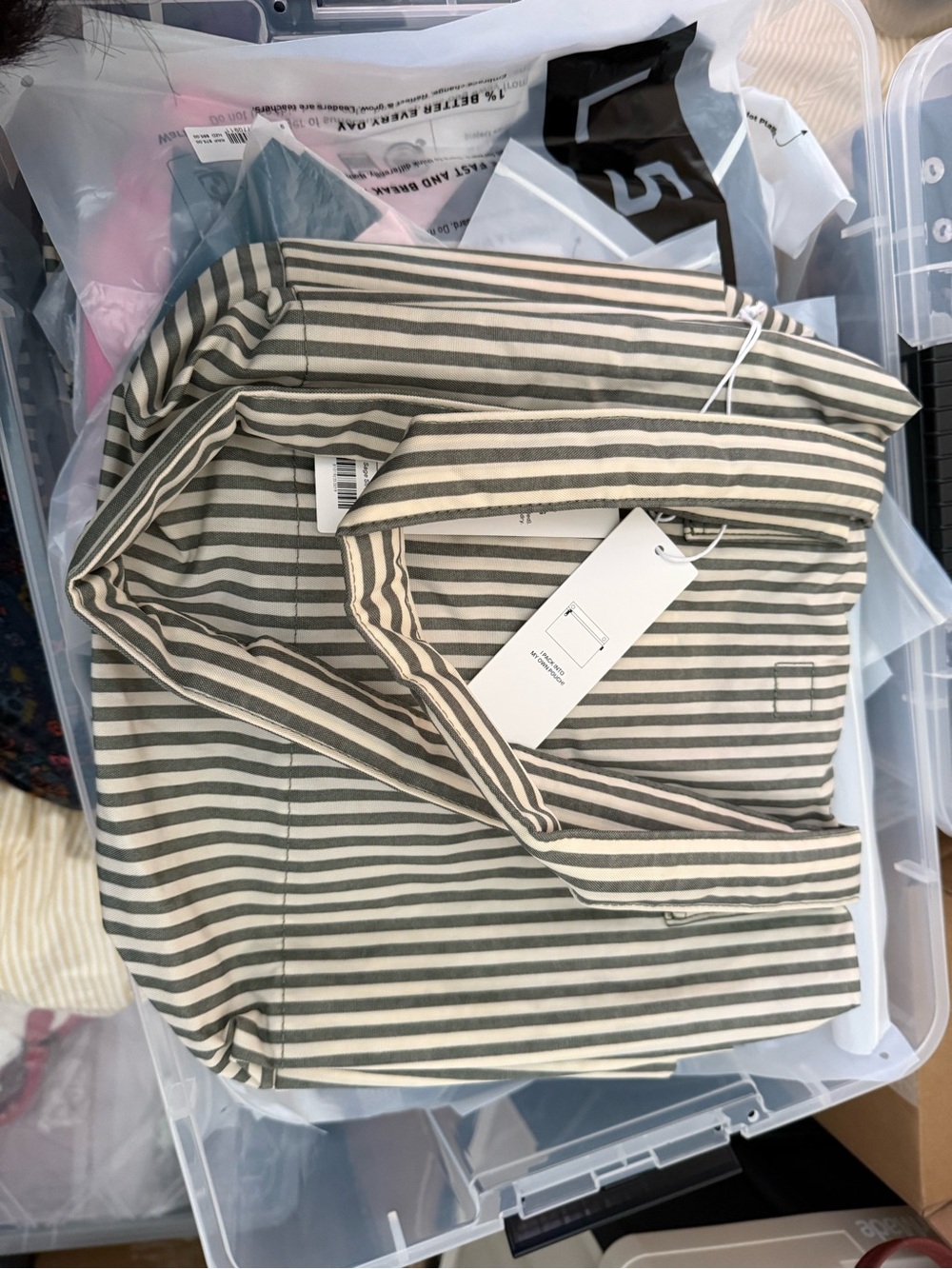 BAGGU Everyday Cloud Bag in Sage Stripe NEW WITH TAGS NWT - Picture 6 of 9